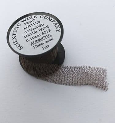 Gunmetal  0.1mm Knitted Wire (15mm wide x 1m)