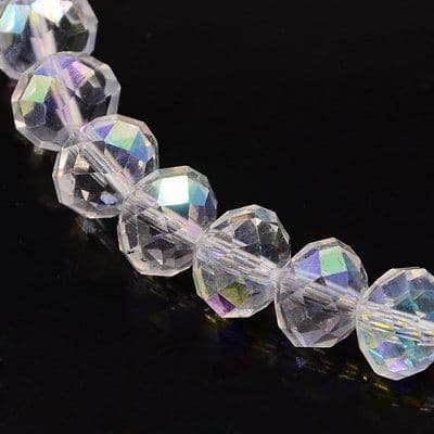 Handmade Crystal Faceted Round Clear Glass Beads - 10x7mm (13 beads)