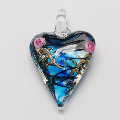 Handmade Goldensand Lampwork Glass Heart Pendant (Single)