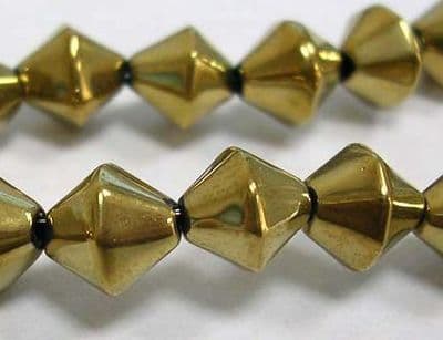 Handmade Metalized Bicone Glass - Golden Plated, 4mm - 14