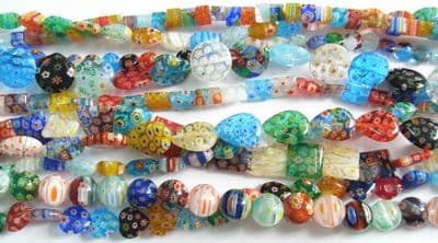 Handmade Millefiori Glass Beads Strands - Mixed Colours and shapes - Lucky Dip Pick