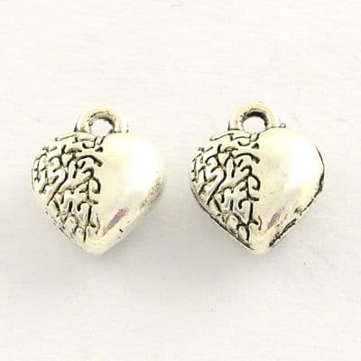 Heart Charms Antique Silver (pack of 5)