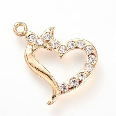 Heart with Rhinestones Golden Pendant (single)