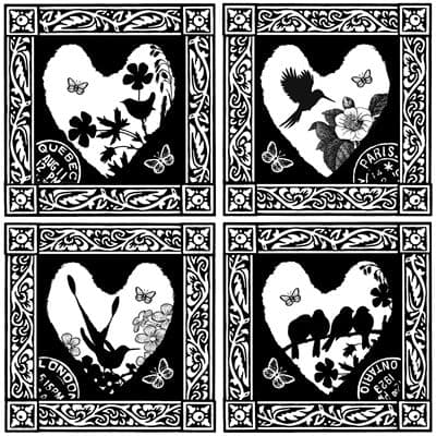 Hearts with Birds Crafty Individuals Retired Stamp (CI-201)