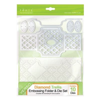 Idyllics Embossing Folders & Die Set Diamond Trellis Tonic Studios Die (21E)