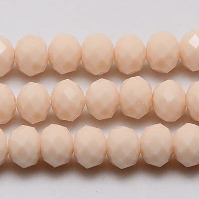 Imitation Jade Glass Bead Faceted Rondelle - 6x4mm - 18 beads - Pale Peach