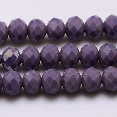 Imitation Jade Glass Bead Faceted Rondelle - 8x6mm - 18 beads - Purple