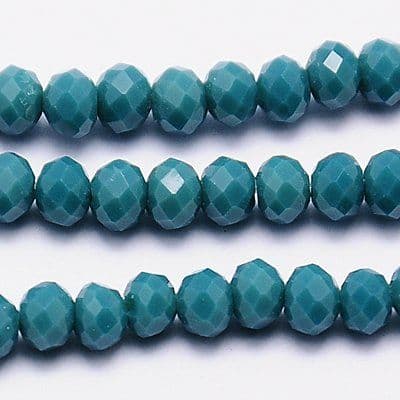 Imitation Jade Glass Bead Faceted Rondelle - 8x6mm - 18 beads - Teal