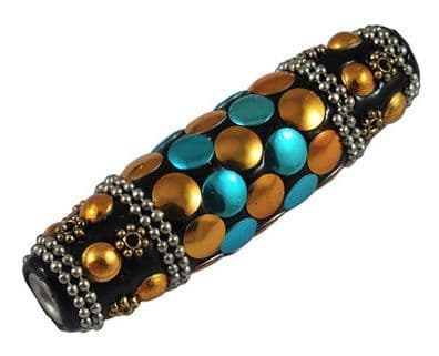 Indonesia Tube Beads (60x17mm) - Blue (single)