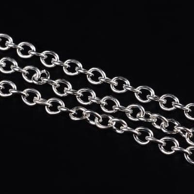 Iron Chain Silver 3x4x0.7mm (1 metre)