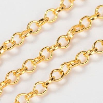 Iron Donut Link Chain Golden 4x4x1mm (1 metre)