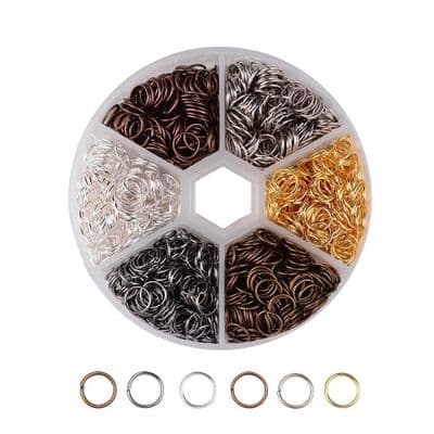 Iron Jump Rings in storage box - Mixed Colours - 7mm