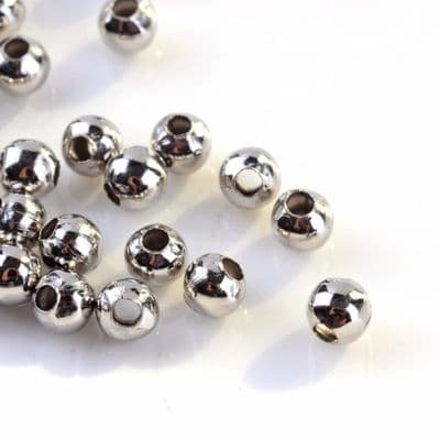 Iron Round 4mm Spacer Beads - Platinum (100)