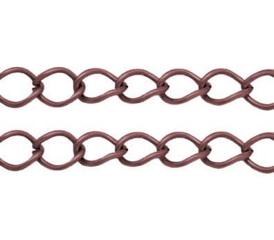 Iron Side Twist Chain (9x7x1.5mm) - Red Copper - 1 metre