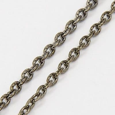 Iron Textured Cable Chain Gunmetal 3x2x0.6mm (1 metre)