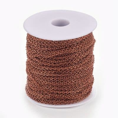 Iron Textured Cable Chain Red Copper 3x2x0.6mm (1 metre)