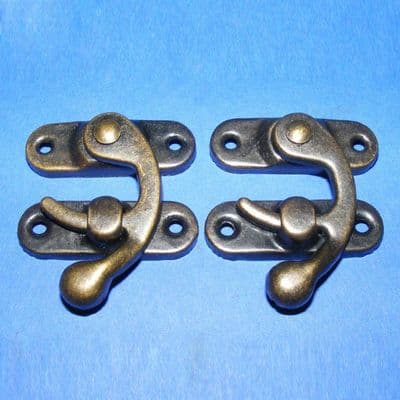 Iron Wooden Box Lock Catch Clasps (2 sets)