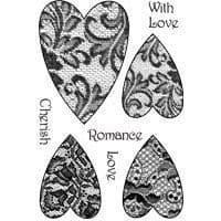 Lace Hearts Woodware Clear Stamp (ADS108)