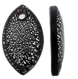 Lampwork Oval Glass Pendant - Silver