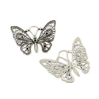 Large Butterfly Pendant with Rhinestone settings (single)