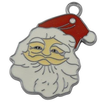 Large Enamel Santa Head Charm (single)