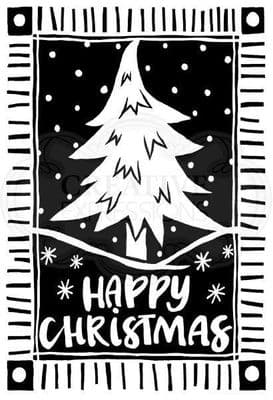 Lino Cut Christmas Tree Clear Woodware Stamp (JGS609)