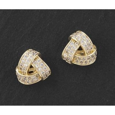 Love Knot Gold Plated Pave Knot Stud Earrings