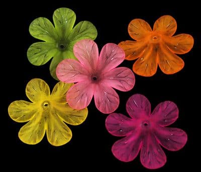 Lucite (Acrylic) Flowers - Mixed Colours - Open 6 petal Flower (30mm) - 20g