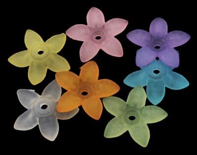 Lucite (Acrylic) Flowers - Mixed Colours - Small Pointed 5 petal Flower (17mm) - 10g