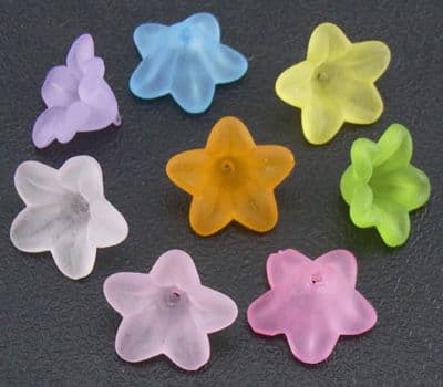 Lucite (Acrylic) Flowers - Mixed Colours - Small Trumpet Flower (13mm) - 20g