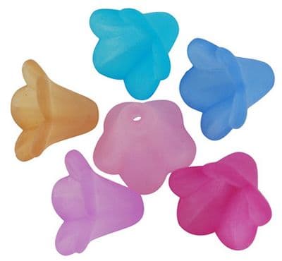 Lucite (Acrylic) Flowers - Mixed Colours - Trumpet Flower (14mm) - 20g - Paler Colours