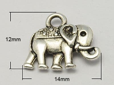 Metal Alloy Charm - Elephant - Antique Silver (Pack of 5)