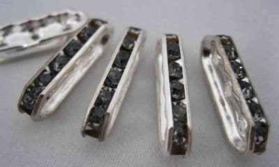 Metal dividers with crystal (3 Holes) Lilac Grey (21mm) - Pack of 5