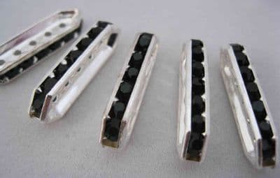 Metal dividers with crystal (5 Holes) Jet (27mm) - Pack of 5