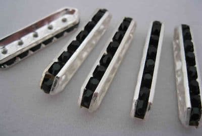 Metal dividers with crystal (5 Holes) Jet (35mm) - Pack of 5