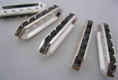 Metal dividers with crystal (5 Holes) Lilac Grey  (27mm) - Pack of 5