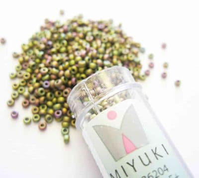 Miyuki Seed Bead 11/0 22g Green Pink Op Ab Met Matt Luster (2035V)