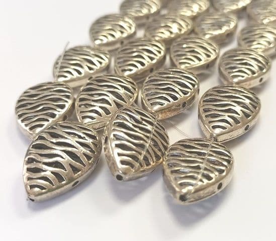 Multi Hole Drop shape metal bead 6 Silver 12X20mm