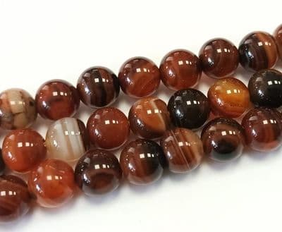 Natural Agate Dyed 8mm Round Bead Strand - Red Brown (24)
