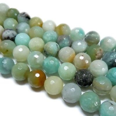 Natural Amazonite Faceted Round 12mm Beads (11 beads)