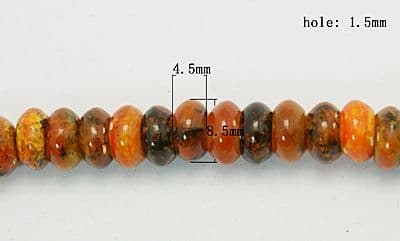 Natural Dyed Orange Rondelle Chrysocolla Beads 8.5x4.5mm 38 beads