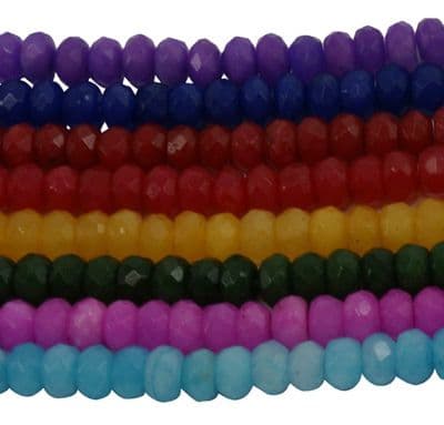 Natural Dyed White Jade Gemstone Beads - 8x5mm Rondelle - Random colour selection