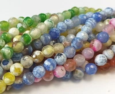 Natural Fire Agate Beads Faceted Dyed Round 6mm Beads Lucky Dip Colour (30)