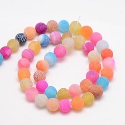 Natural Frosted Agate 6mm Round Beads (30)