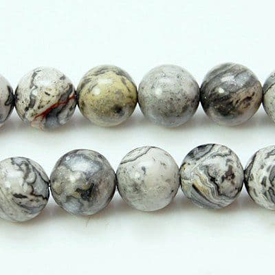 Natural Gemstone Scenery Jasper Round Beads (10mm) - 19 beads