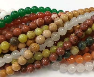 Natural Mixed Gemstone and dyed Jade Round 6mm Beads (31)