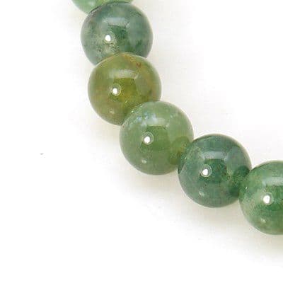 Natural Moss Agate Round Beads (6mm) - 30 beads