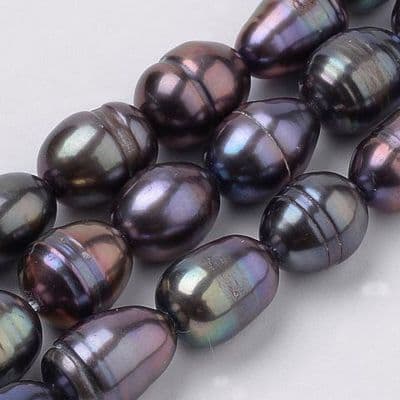 Natural Pearl Rice Beads Slate Blue, 8-10x5-7mm, 7