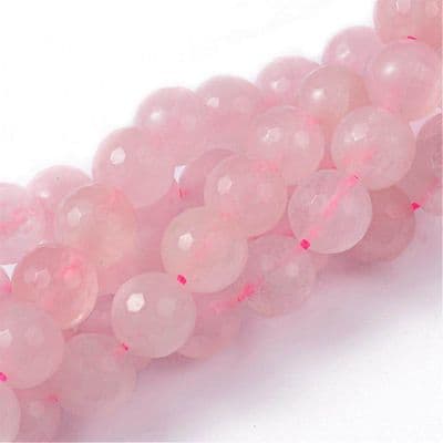 Natural Rose Quartz Faceted Round Beads 8mm (24 beads)