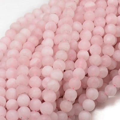 Natural Rose Quartz Frosted Round Beads 6mm (30-32 beads)